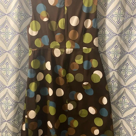 Jessica Howard Brown Polka Dot Midi Dress with Green Sash - Picture 2 of 5